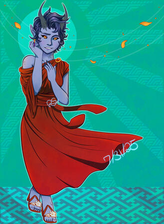 Full-body Character w/ abstract BG (Lined)